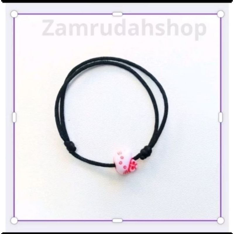 Gelang Kaki Tali Hitam/ Gelang Kaki Wanita Pria Hiasan Smaile