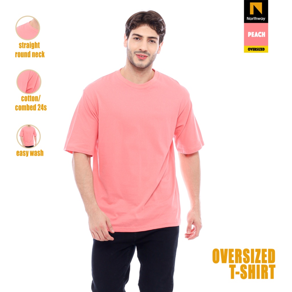 TSHIRT OVERSIZE PRIA/ KAOS POLOS OVERSIZE - PEACH