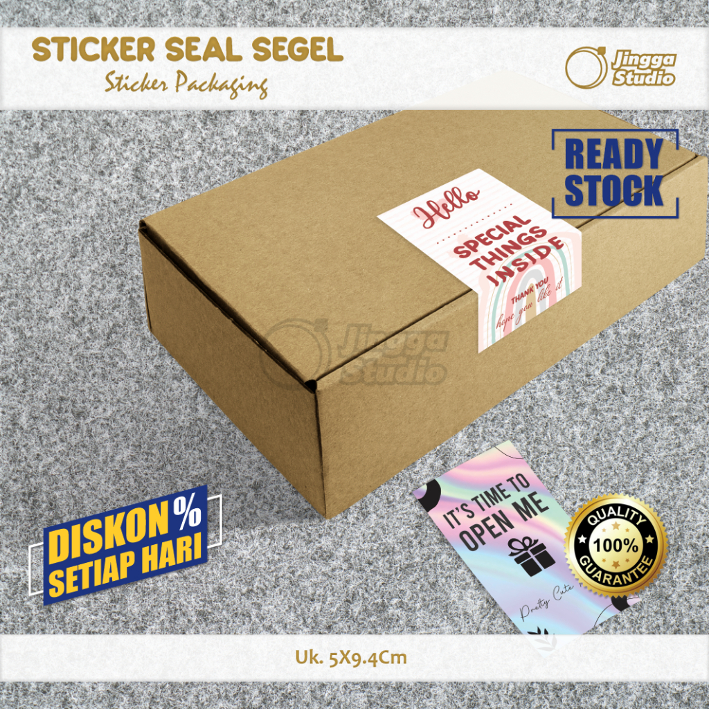 

Stiker Seal Box Packaging Open Me
