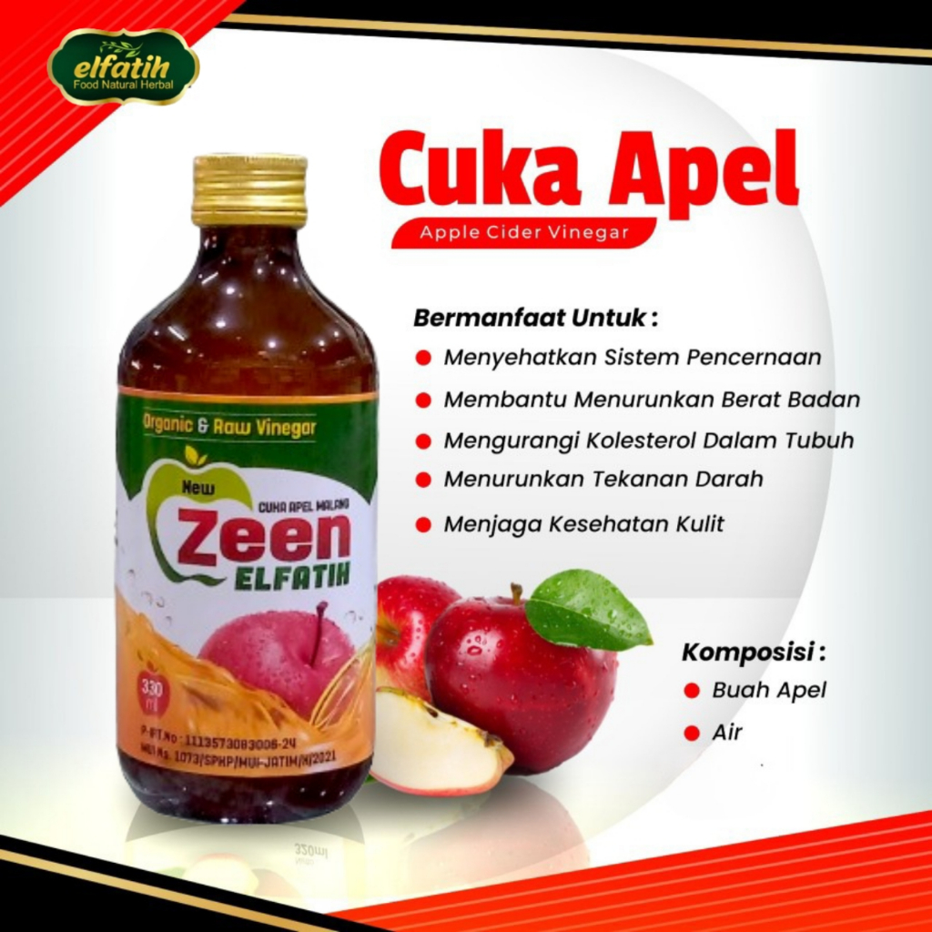 

CUKA APEL ORIGINAL WITH MOTHER CUKA APEL ORGANIK ASLI 330 ML ZEEN EL FATIH CUKA APEL MURNI
