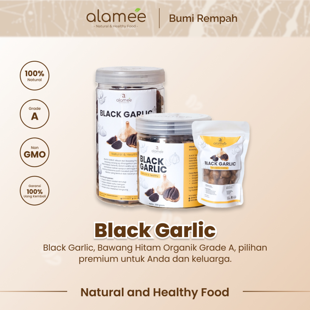 

ALAMEE Black Garlic Garlik Bawang Hitam Tunggal Kating 500 gram Herbal Premium Lanang Alami Natural