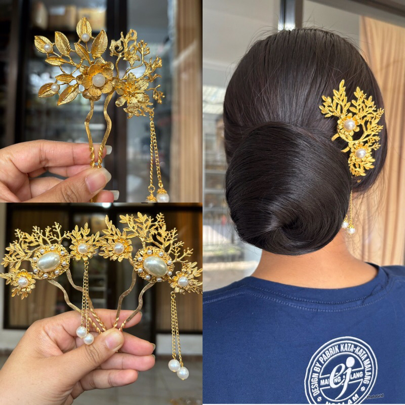 tusuk konde floral/ tusuk konde viral/ tusuk konde alpaka/ tusuk konde akar/ tusuk konde kekinian/ t