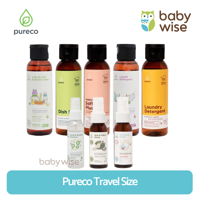 Pureco Travel Size - Detergent / Softener / Dish & Bottle Soap / Bed & Fabric / Daily Dish Soap / Da