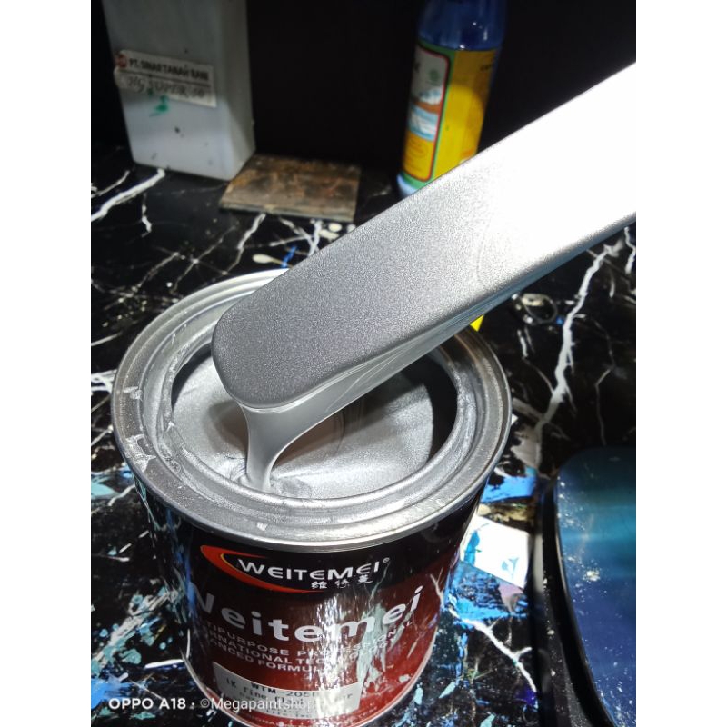 Cat alumunium silver metalik pu / silver metalik terang / Cat pelg /cat motor  cat mobil cat automot