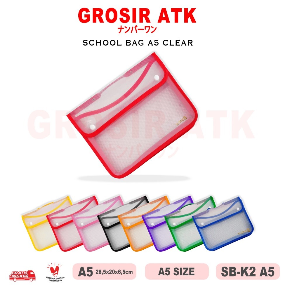 

Grosir ATK - (3PCS) SCHOOL BAG KANCING 2 UKURAN A5 BRIEF CASE DOKUMEN FILE / SB-K2 A5