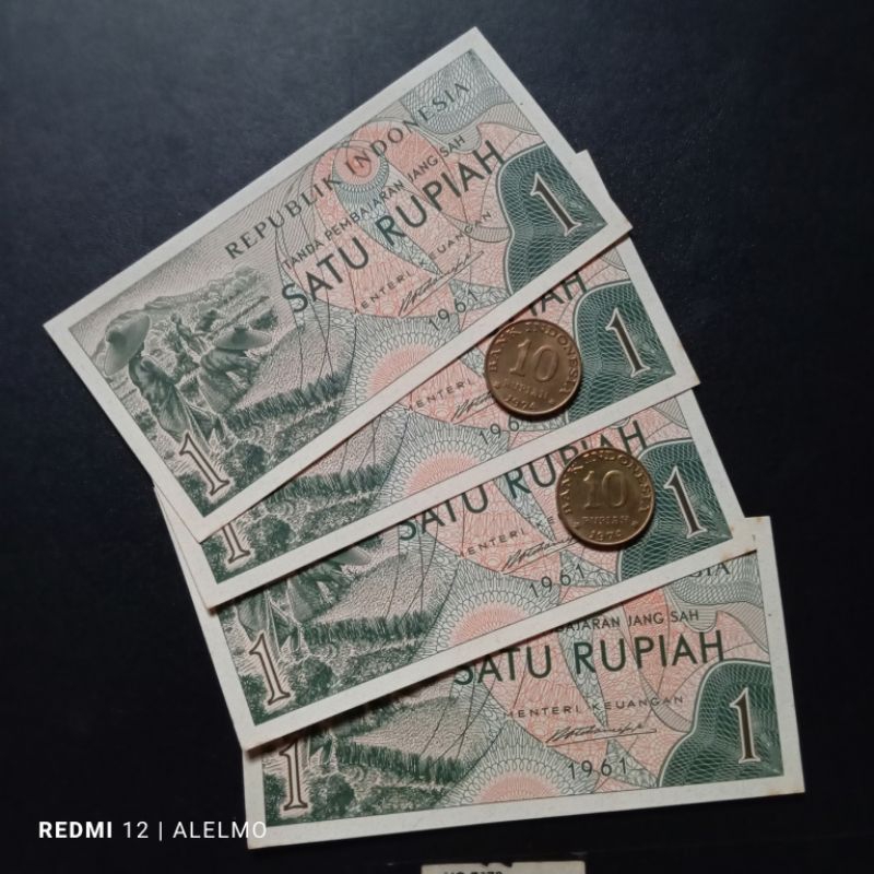 paket uang kertas + koin kuno 24 rupiah gres asli