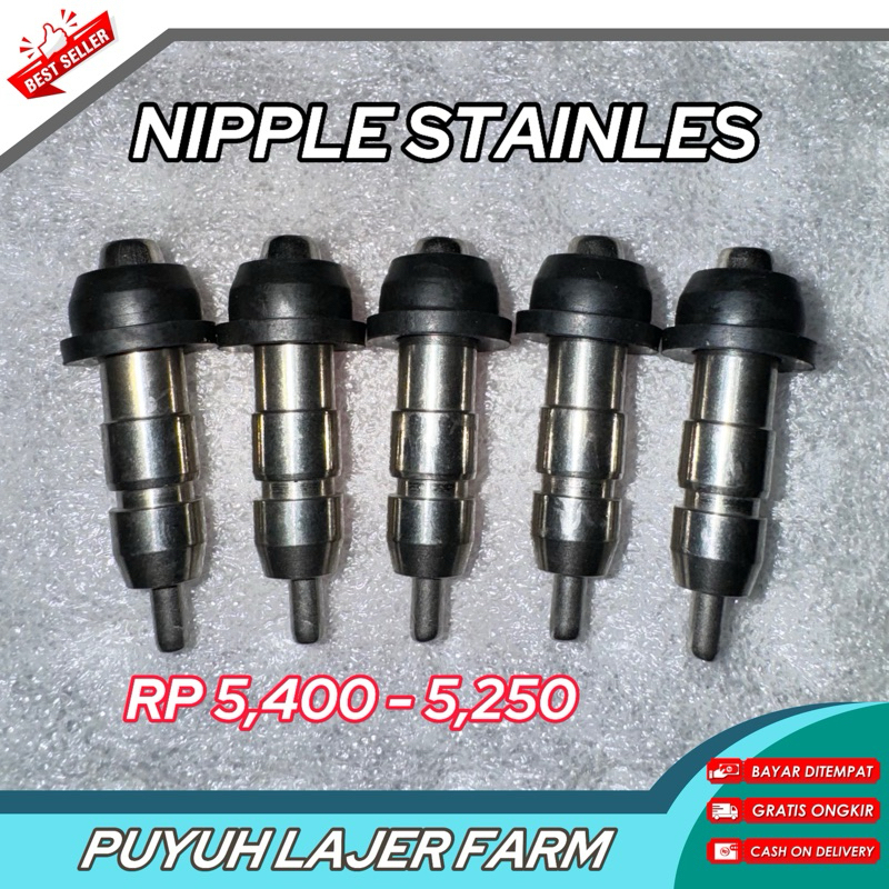 Nipel STAINLESS Nipel Nipple Nepel Niple Drinker, Tempat minum ayam petelur broiler puyuh, Nipel A9,