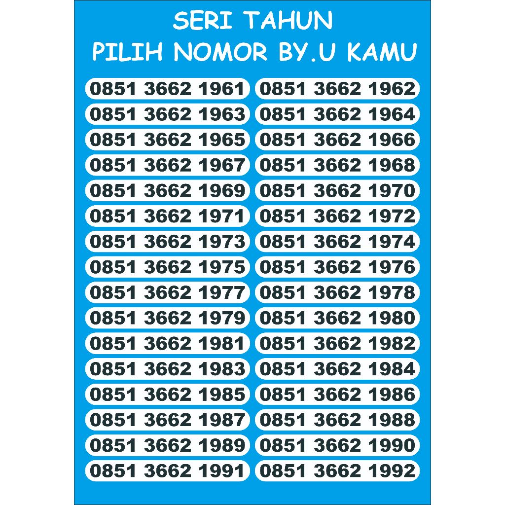 kartu byu nomor seri tahun (segel)