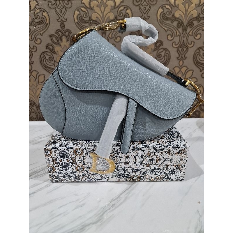 Dior saddle blue genuine leather