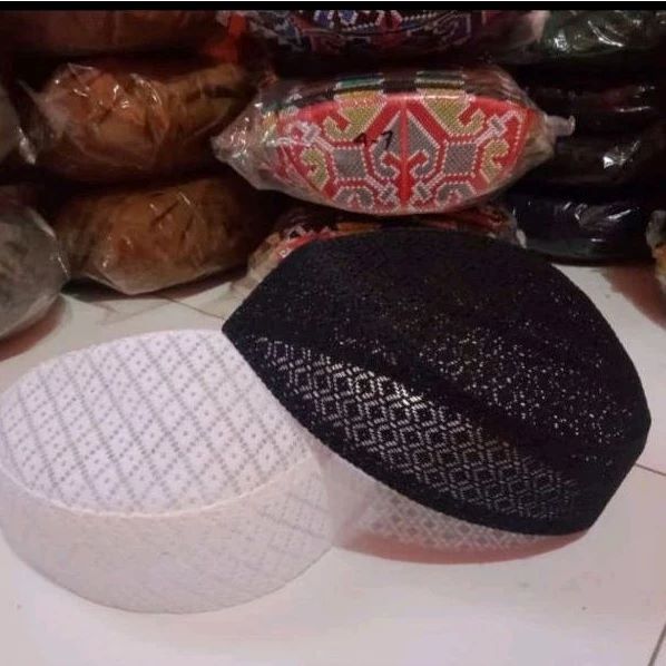 Peci Kopiah full Jaring motif random anak dewasa Kopeah Jaring Putih Dan Hitam, Peci Haji Kopeah San