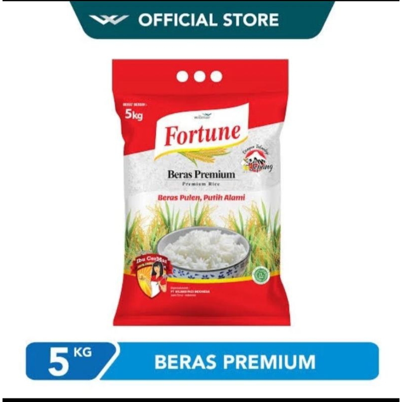 

Beras Fortune kualitas bagus bersih dan pulen enak kemasan 5 kg