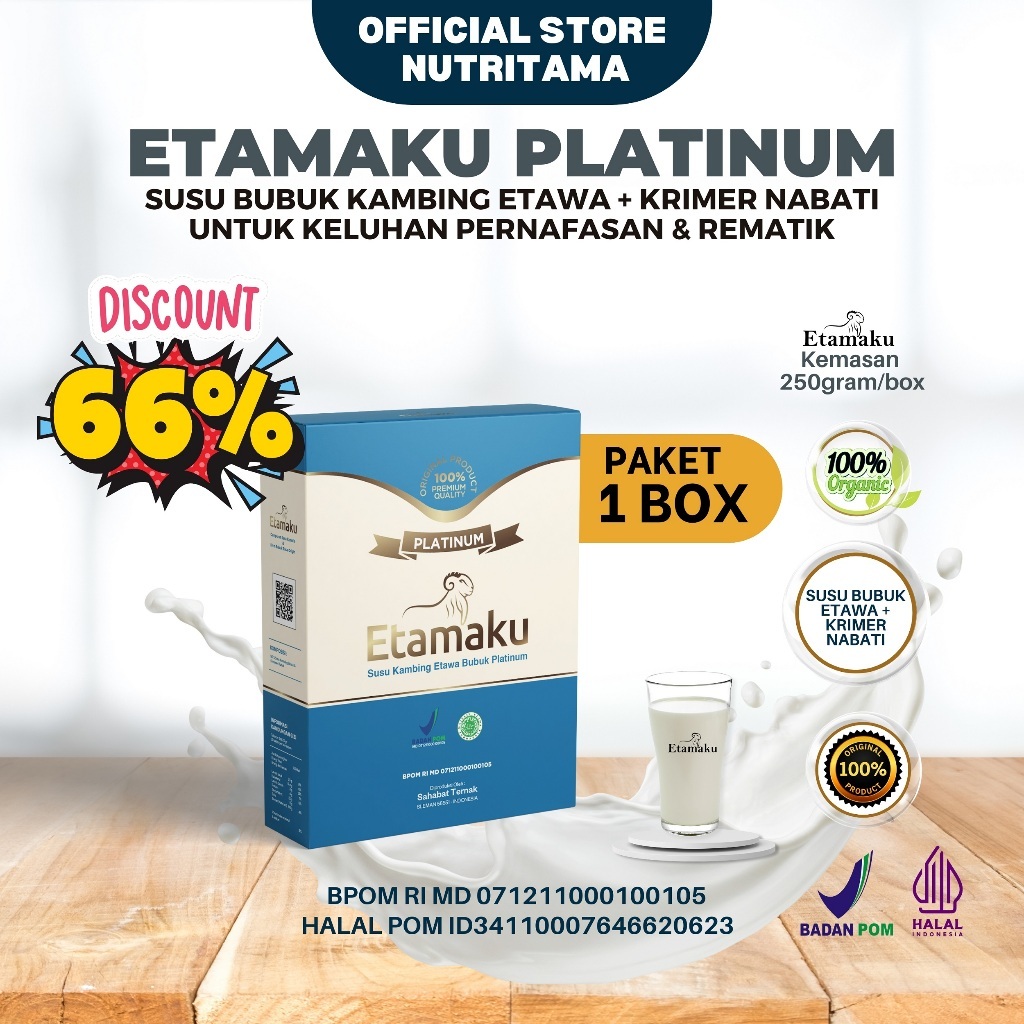 

Susu Kambing ETAMAKU Platinum - Susu Kambing Etawa Untuk Pernafasan - Susu Bubuk Etawa Platinum - Susu Etawa Premium Untuk Kesehatan Tulang dan Asam Urat