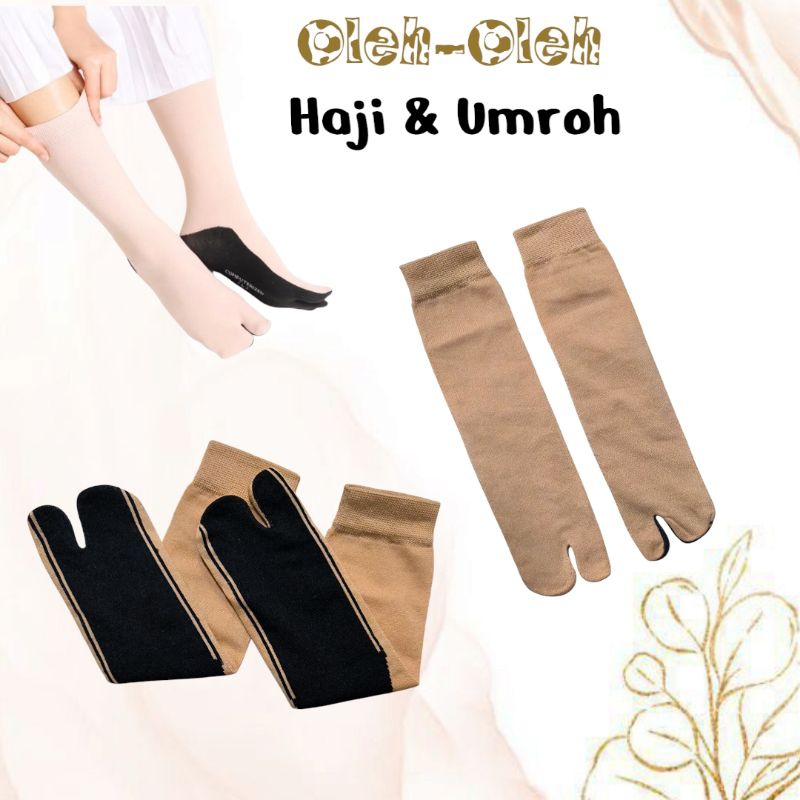LUSINAN SUDAH KEMASAN Kaos Kaki Jempol Dewasa Wanita Muslimah Stoking REATA Warna Krem Hitam