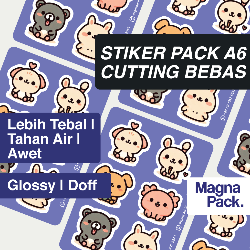 

Cetak Stiker Vinyl / Chromo A6 | Label Sticker | Custom Cutting Kiss Cut | Lebih Tebal & Tahan Air