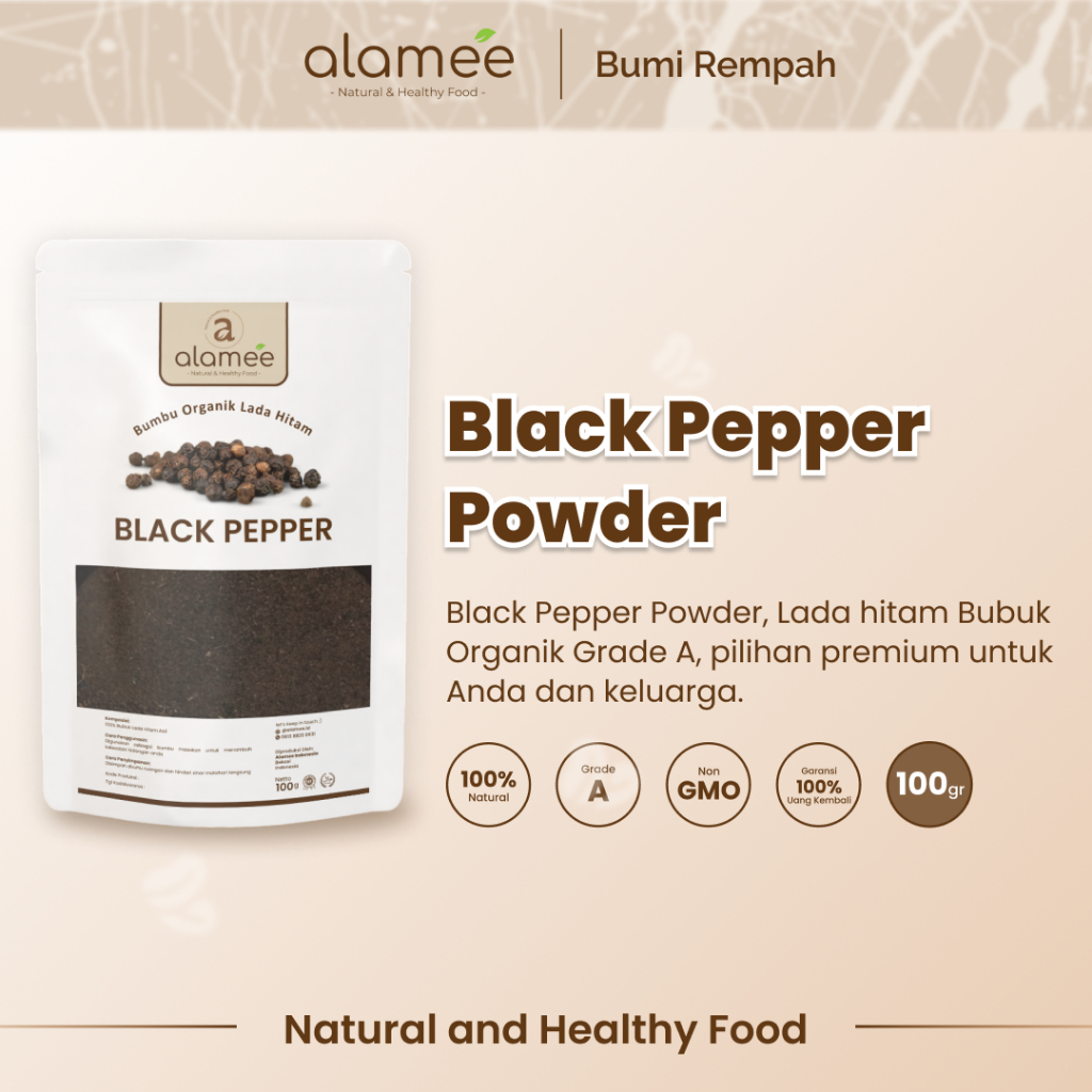 

ALAMEE Bubuk Lada Hitam Blackpepper Seasoning Powder Bubuk Black Pepper Bumbu Dapur Masak 100g