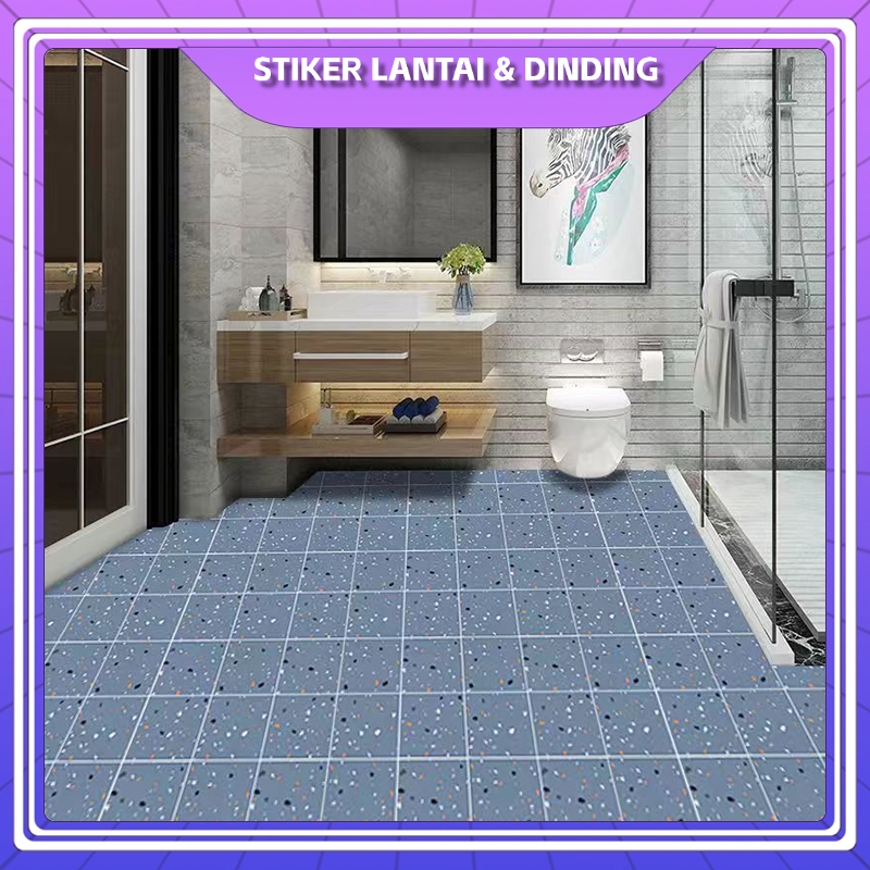 Stiker Lantai Kamar Mandi Wallpaper Lantai Kamar Mandi Tahan Air Self-Adhesive 2M*0.61M Stiker Kamar