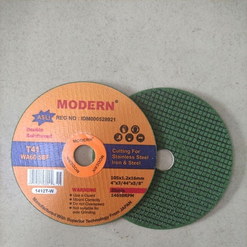 Modern T41 WA60 SBF mata potong besi modern 4in / mata gerinda potong modern 105x1.2x16mm/ mata geri