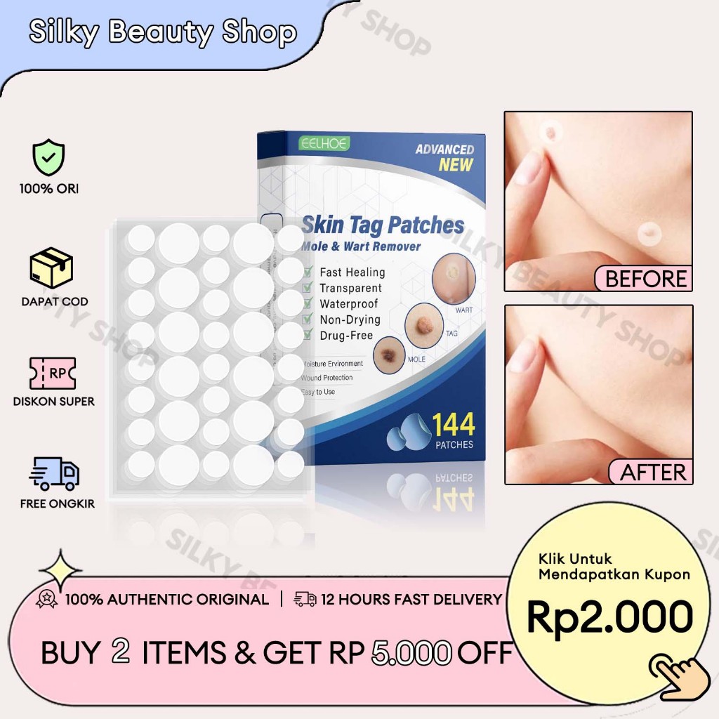 EELHOE [100%ORI/COD] Patch Penghilang Kutil 144pcs Skin Tag Remover Patch Wart Remover Penghilang Ku