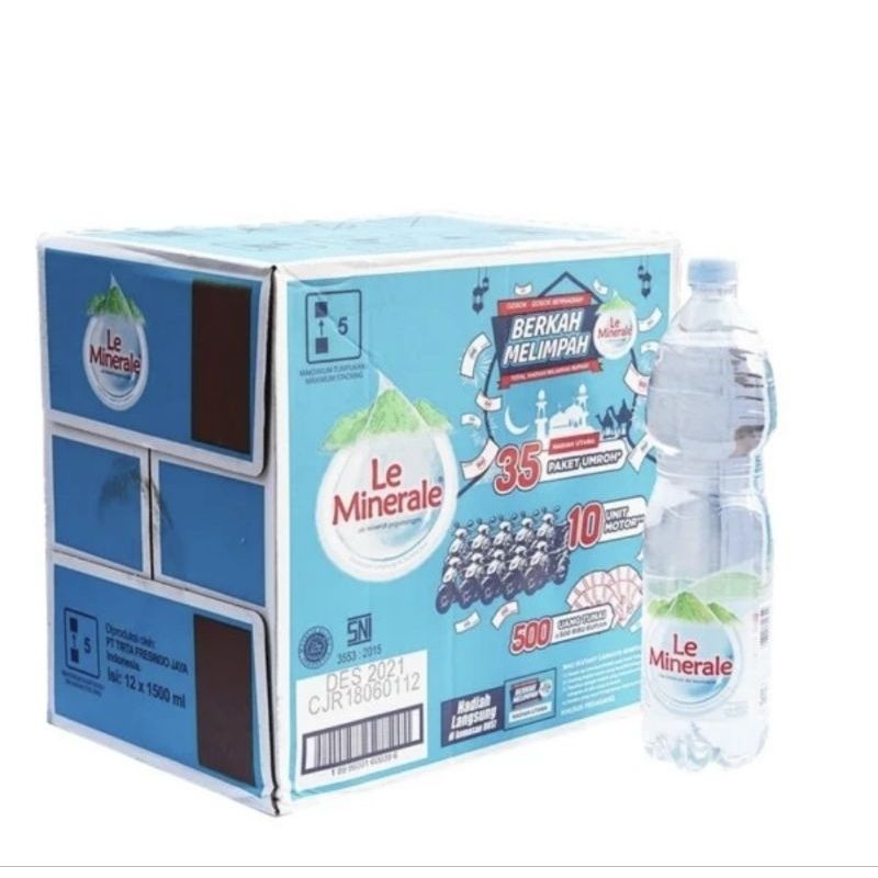 

Le Mineral 1.5 liter 1 dus isi 12 botol