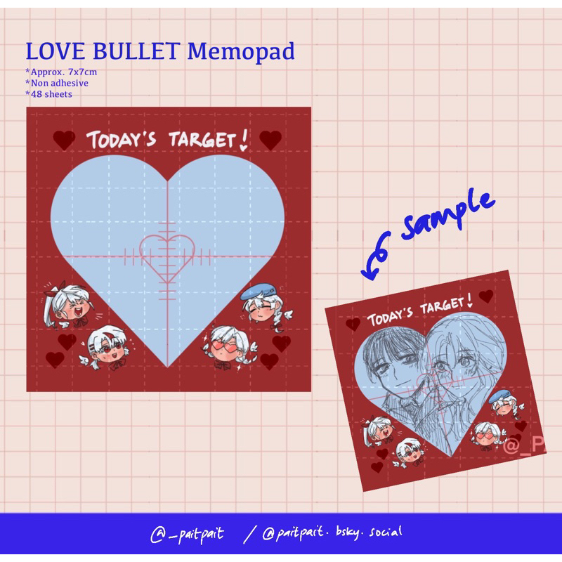 

[READY STOCK] Love Bullet Memopad by pait (@_paitpait)