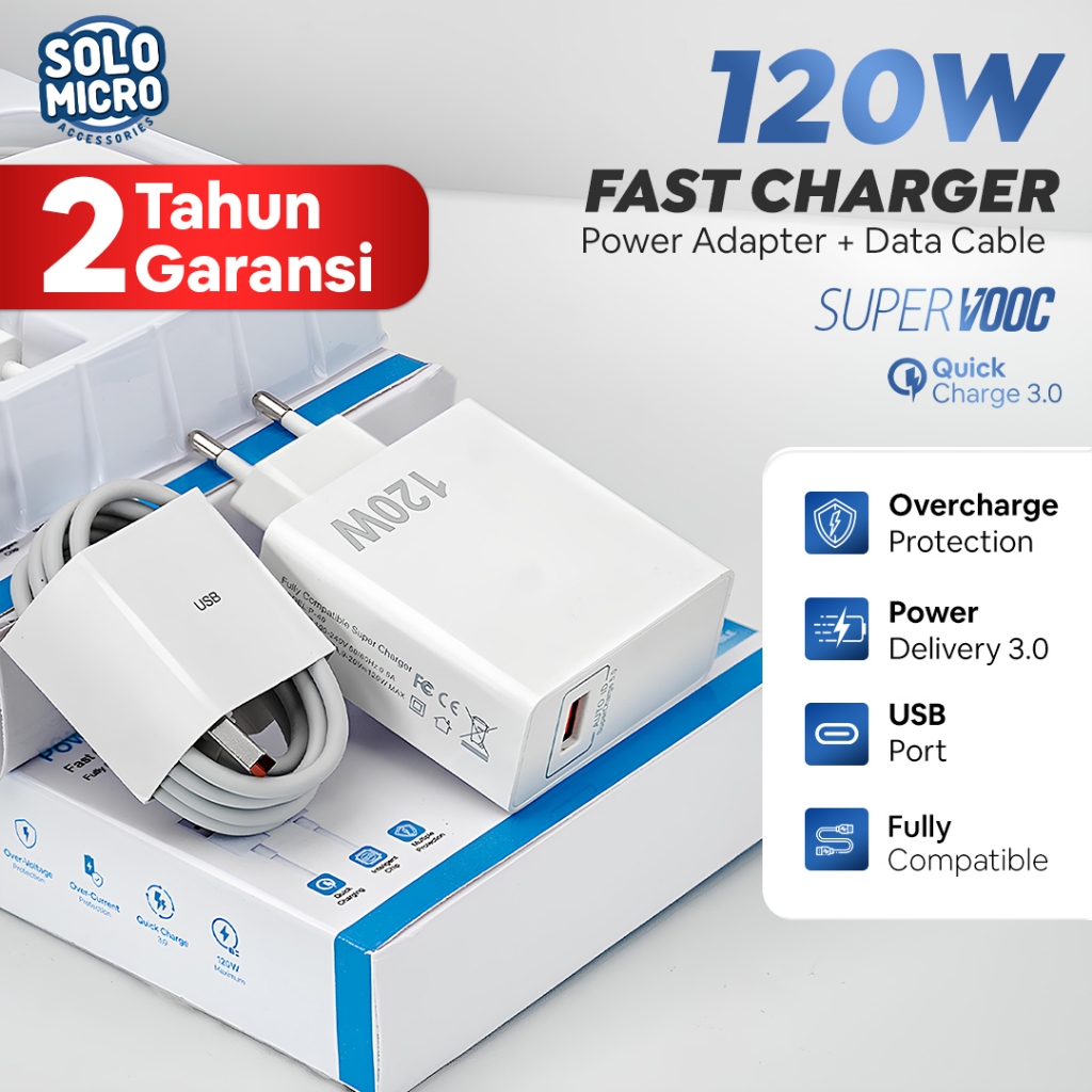 Migoz Charger Android 120W Fast Charging Micro & Type C | Quick Charge 3.0 Support VOOC Oppo Redmi
