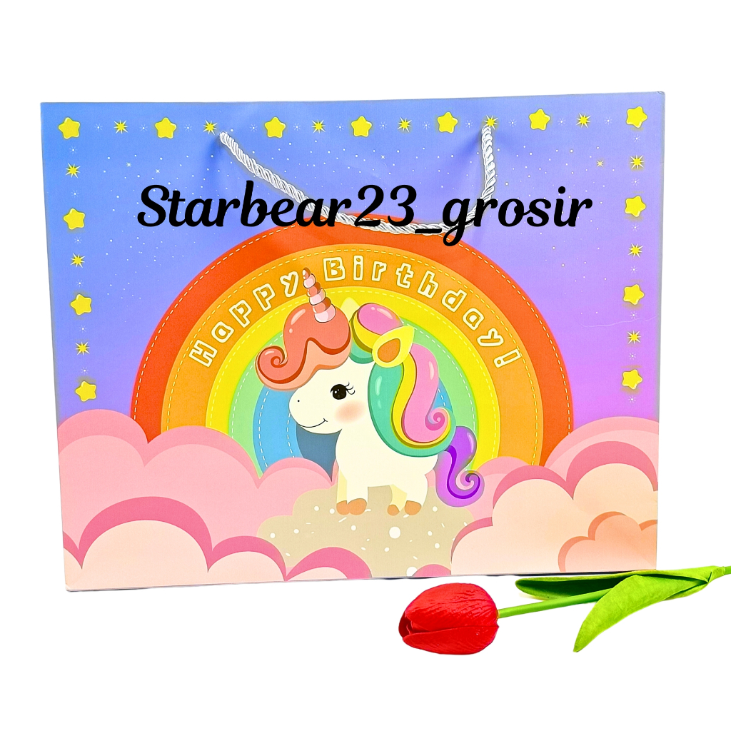 

Paperbag Unicorn Happy Birthday Purple