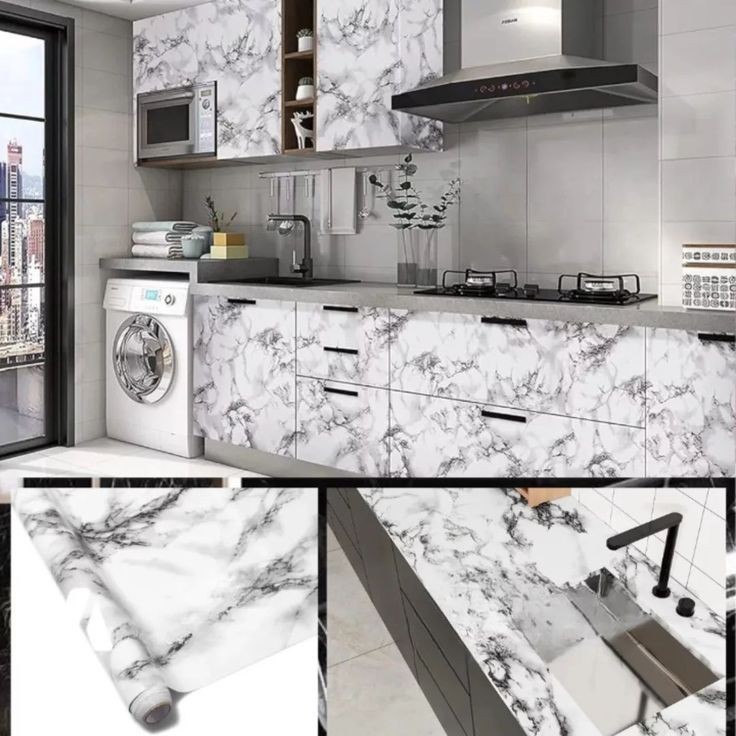 Wallpaper Marmer Glossy Tebal Pelapis Furniture Lantai Keramik Kayu Meja Kaca Lemari Dinding Dapur A