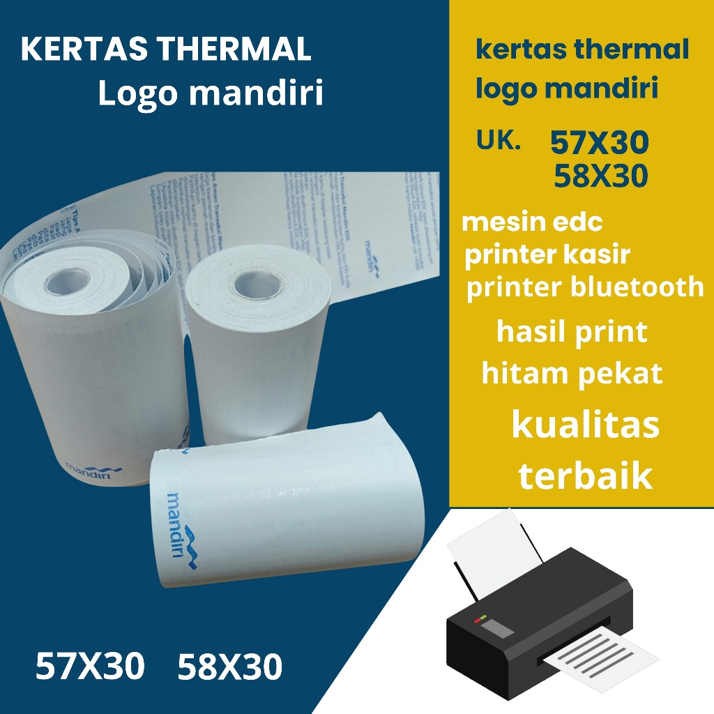 

KERTAS THERMAL EDC MANDIRI 58/57X30