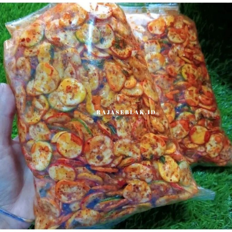

Kerupuk Bawang extra pedas daun jeruk/ isi 250g