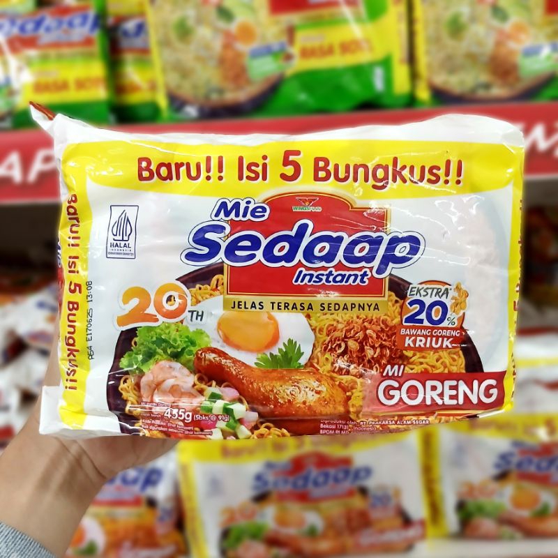 

mie instan mie sedap 1 pack @5 pcs (mie sedap Goreng dan mie sedap Soto)