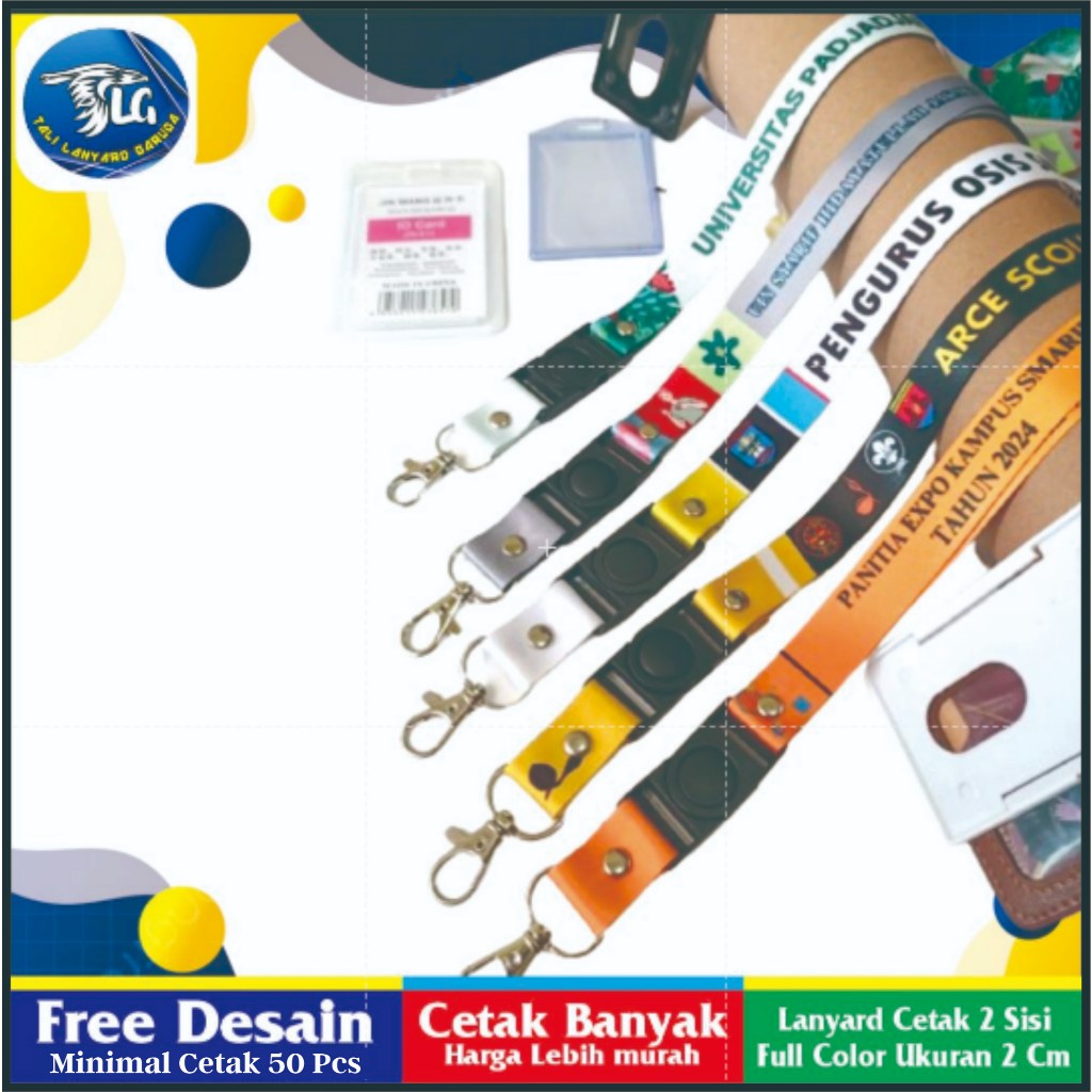 

Lanyard custom FULL PRINT OSIS, KKN, SEMINAR, Desain Suka-suka sublim 2cm cetak 2 atau 1 muka / tali id card printing