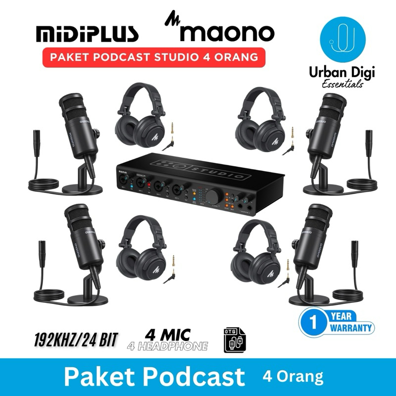 Paket Podcast Studio 4 Orang Maono dan Midiplus Studio 4 Pro OTG