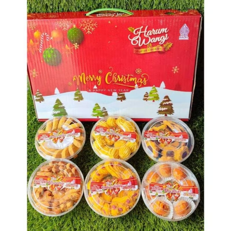 

SET PARCEL PARSEL BINGKISAN HAMPERS HARI NATAL TAHUN BARU KUE KERING COOKIES BOX CANTIK ISI 6 TOPLES