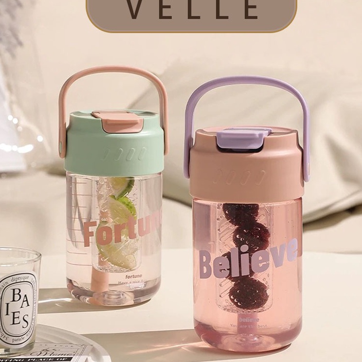 Dapatkan VELLE Sedotan Gelas Tumbler Aesthetic Gelas Minum Kaca  Dengan Botol Air Sedotan  Botol Min