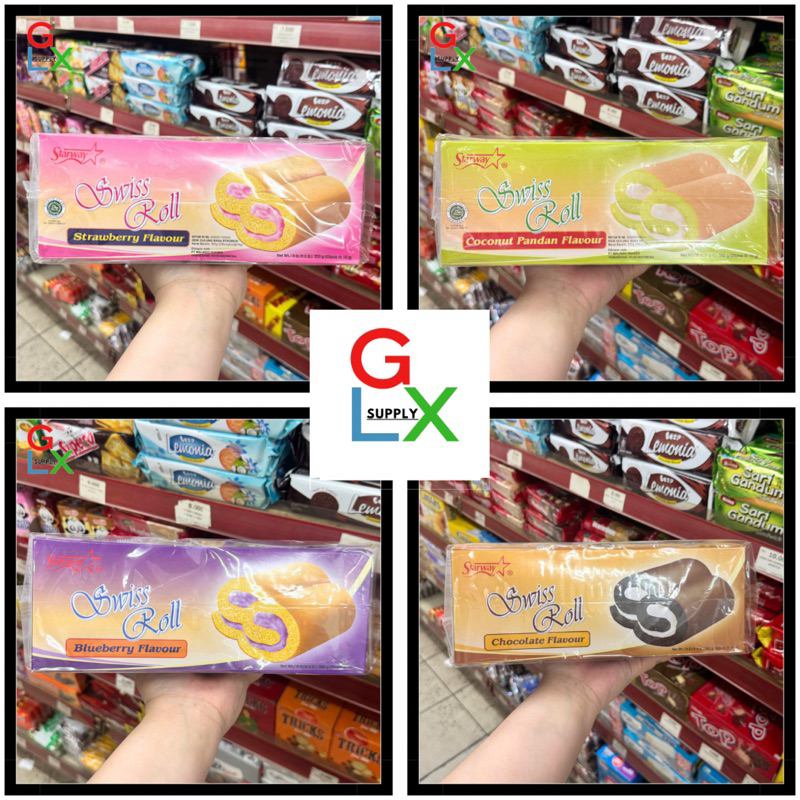 

GLX SUPPLY | STARWAY SWISS ROLL RASA STRAWBERRY / COCONUT PANDAN / BLUEBERRY / CHCOLATE