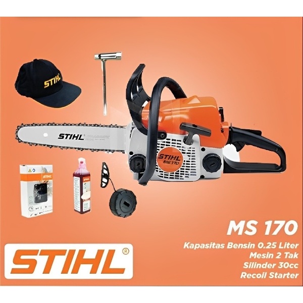 [ ORI ] STIHL Chainsaw Stihl MS 170 14 Inch Original / Mesin Potong Kayu Stil MS170 Gergaji Kayu 14"