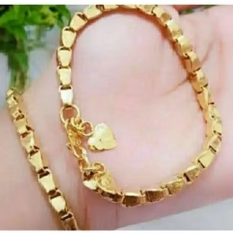 GELANG TANGAN PADI BALOK TERLARIS EMAS 24K ANTI LUNTUR