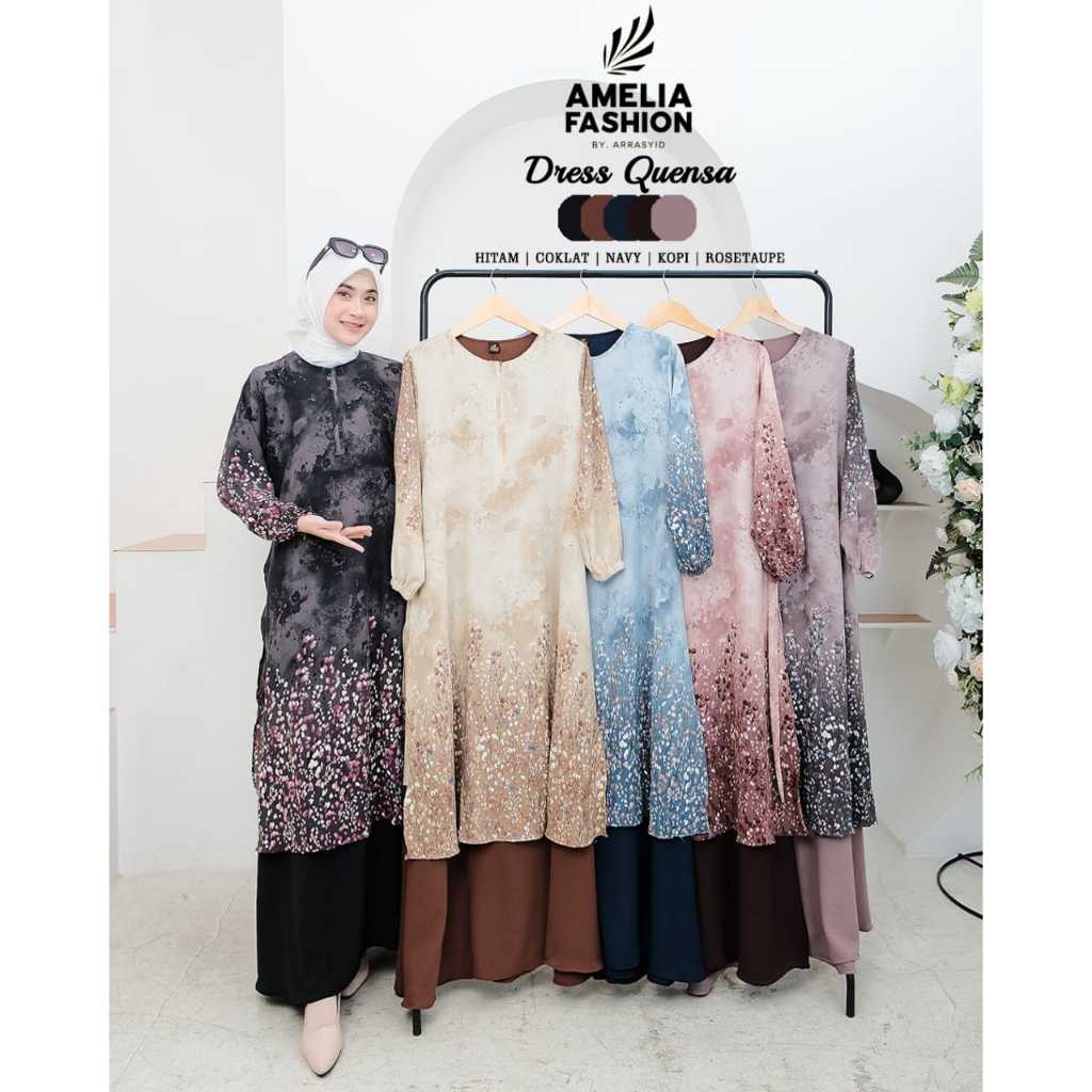 DRESS MALAY MOTIF VERSI BUNGA KECIL CRINKLE AIRFLOW PREMIUM