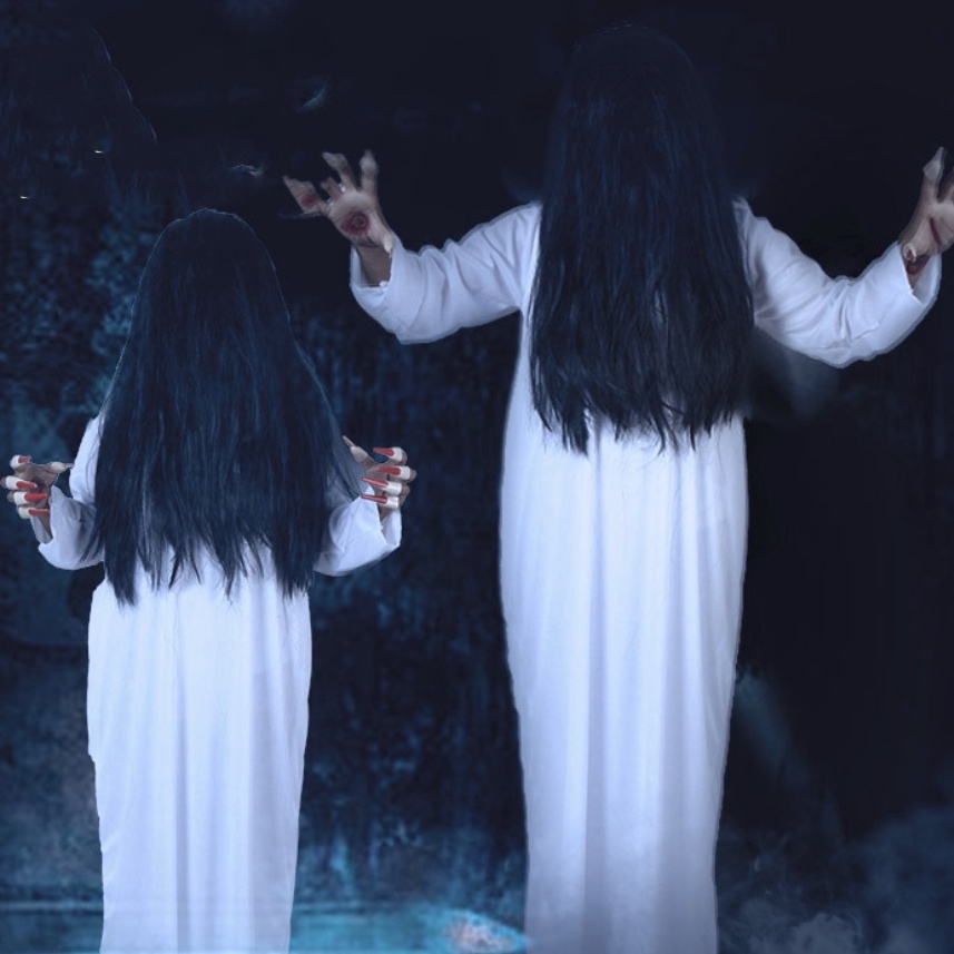 Langka KOSTUM SADAKO HANTU WANITA SERAM SETAN PAKAIAN HALLOWEEN HALLOWEN HALOWEEN HELLOWEEN HELOWEEN