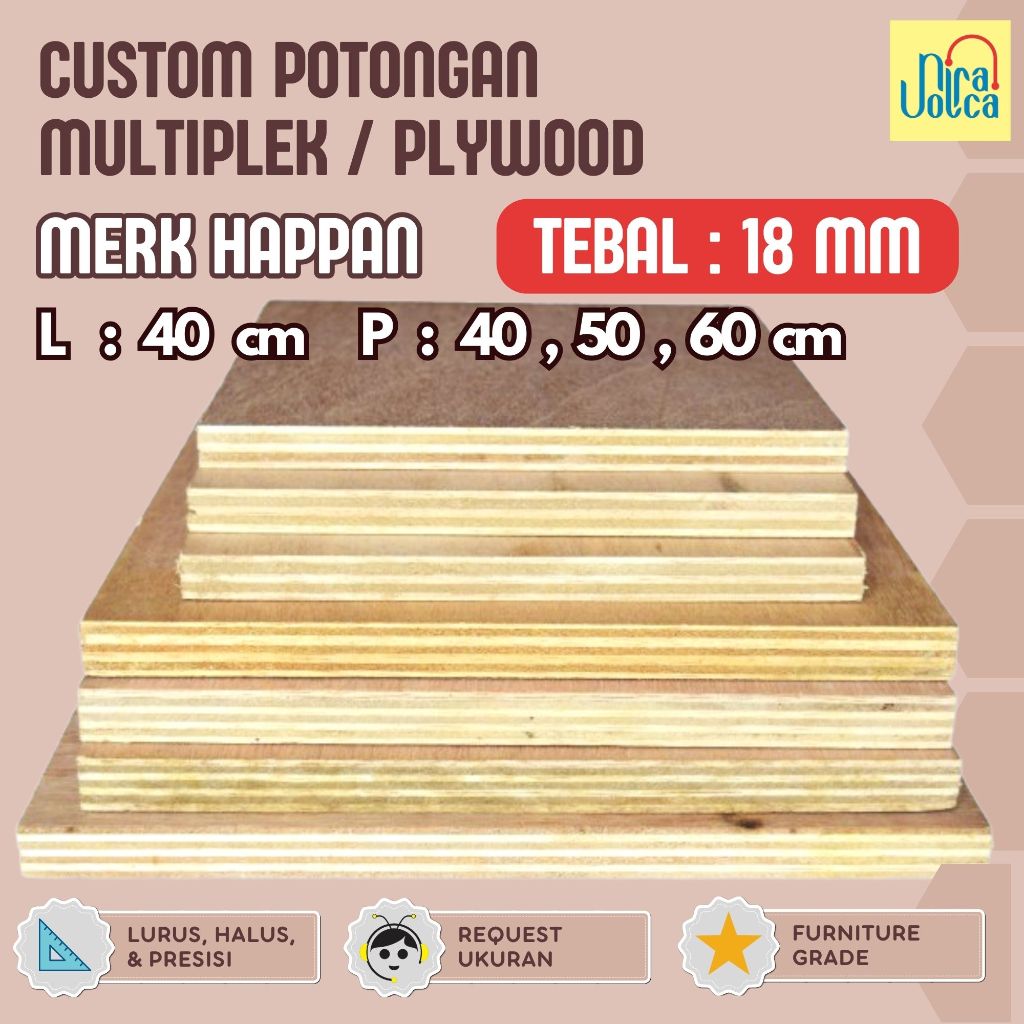 Plywood / Multiplek 18 mm L = 40 cm Custom Potongan Merk Happan