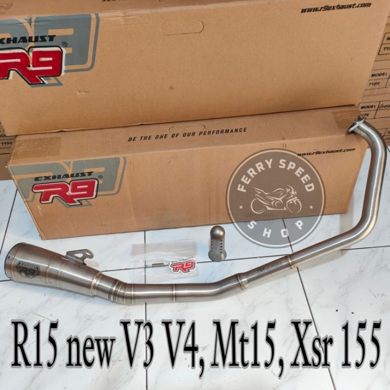 Knalpot R9 gp series ss R15 new v3 v4 Mt15 Xsr , R15 old v2 Xabre , Cbr 150r new , Cb 150r new led