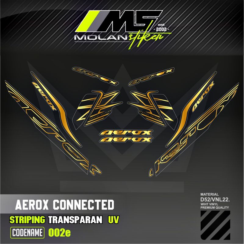 Decal Sticker Striping Variasi Transparan Uv Aerox 155 Connected Motif Ori Cyber City 2024 Aerox Cyb