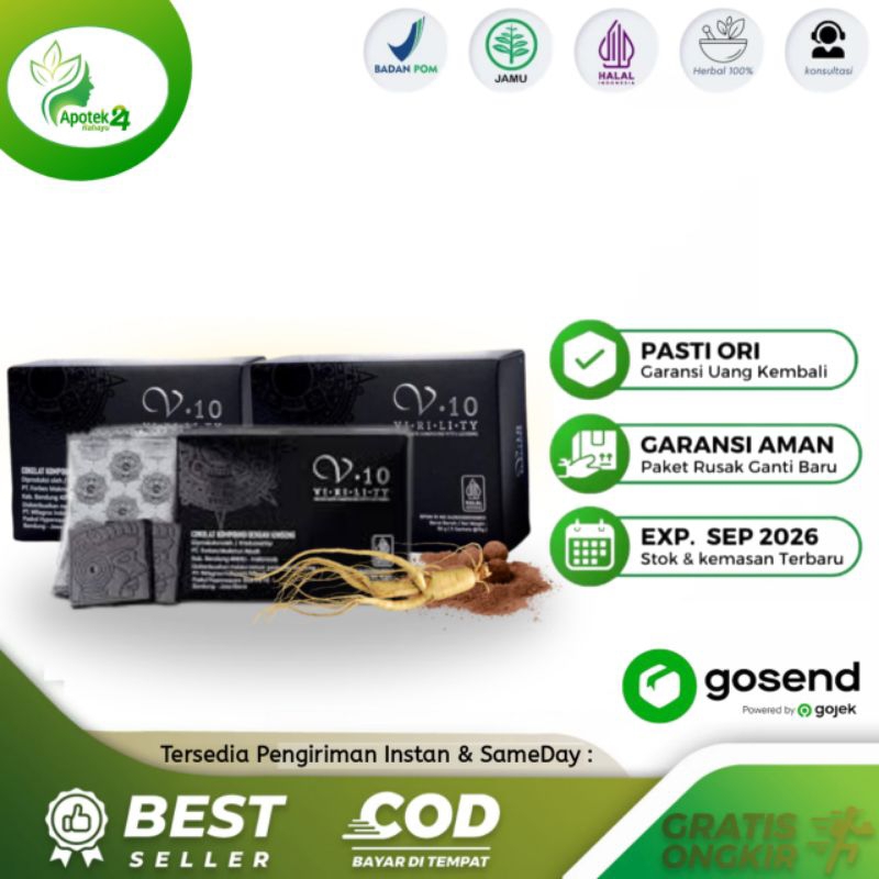 

V10 COKLAT GINSENG 1 BOX ISI 5 PCS | VTEN COKLAT GINSENG