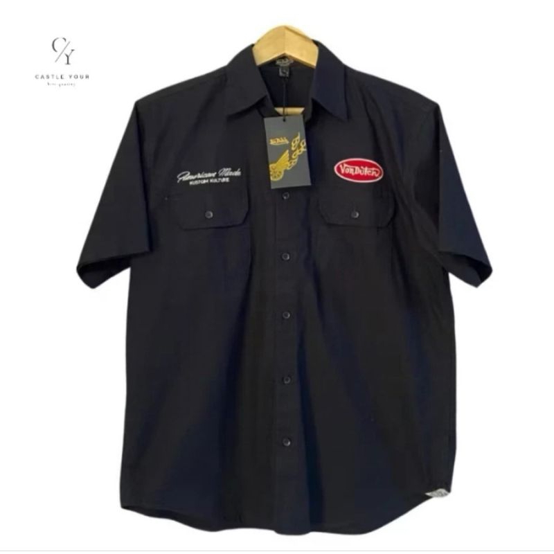 Kemeja Pria Workshirt Von Dutch Merah Original Store Full Bordir