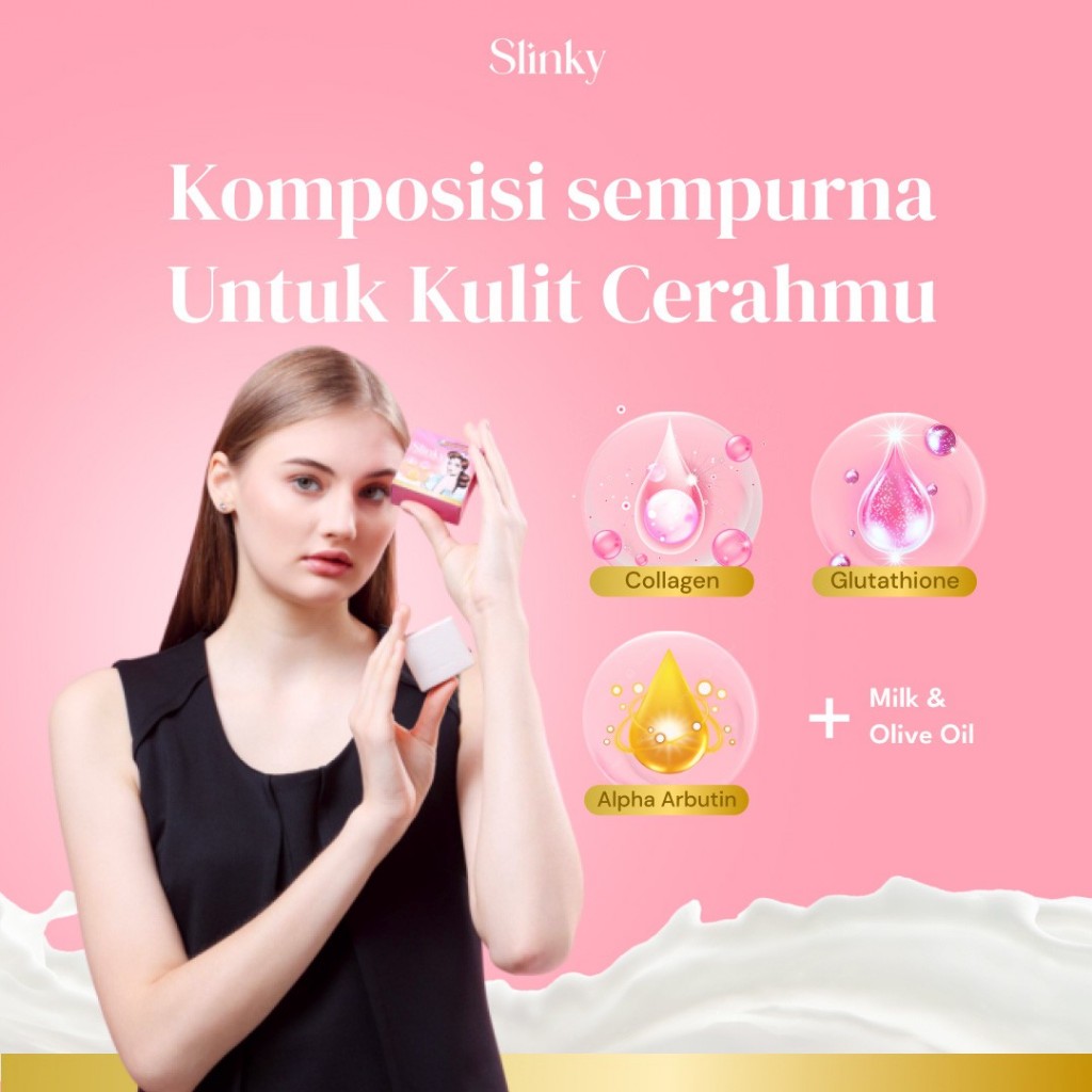 Glow Soap Sabun Susu Collagen SLINKY Pemutih Badan Cerah Alami Original BPOM