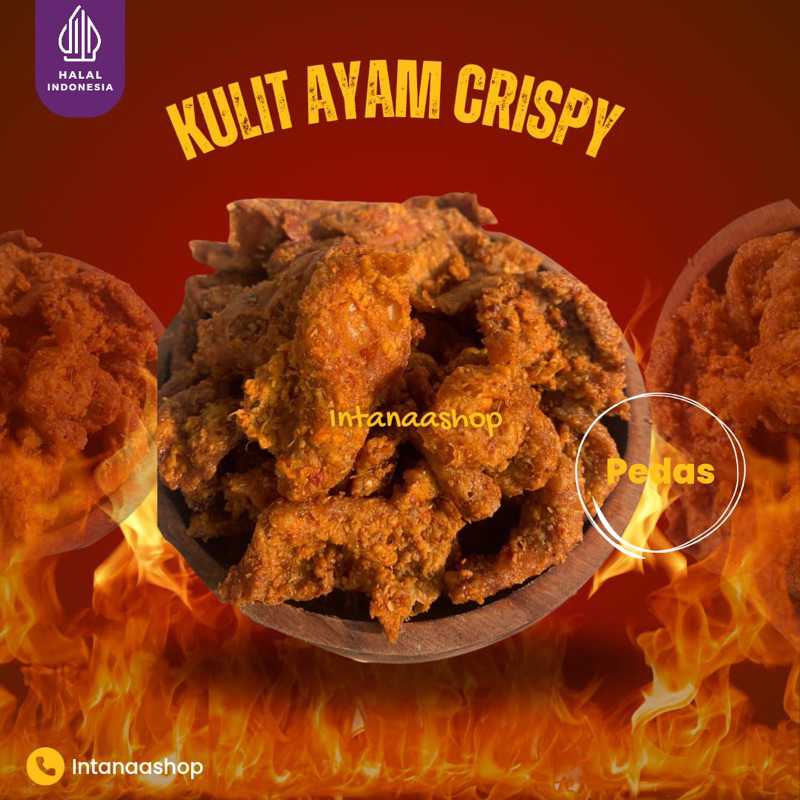 

500gr kulit ayam crispy pedas daun jeruk | kripik kulit ayam krispi