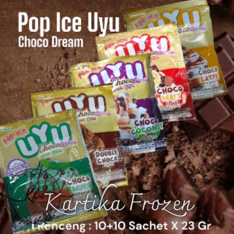 

POPICE UYU SPECIAL VARIANT CHOCO DREAM RENCENG, Kemasan promo 10+10 Sacher X 23 Gram