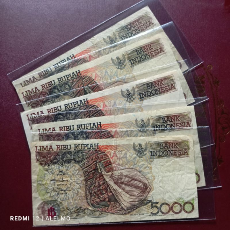 5000 rupiah sasando tahun 1992 bekas