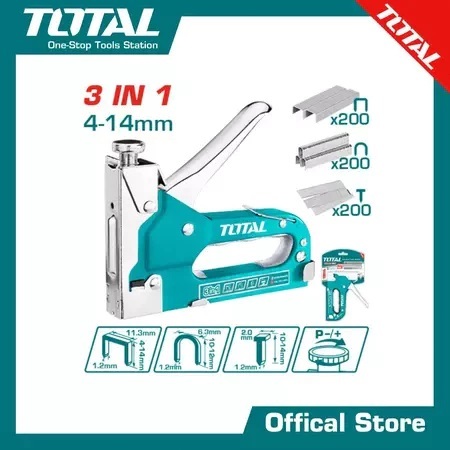 

TOTAL Stapler tembak kayu gun paku steples tembak 3 in 1 Staples Perekat Powerfull Streples Tembak THT31143