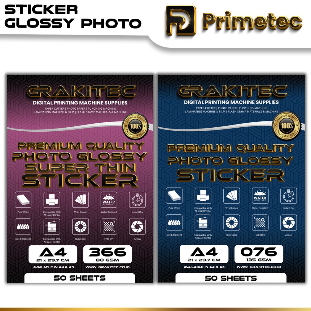 

KODE 6PYKR Sticker Photo Paper Ultra Thin A4 Isi 5 Lembar Kertas Foto Sticker Glossy Premium 135 atau 8 GSM Primetec